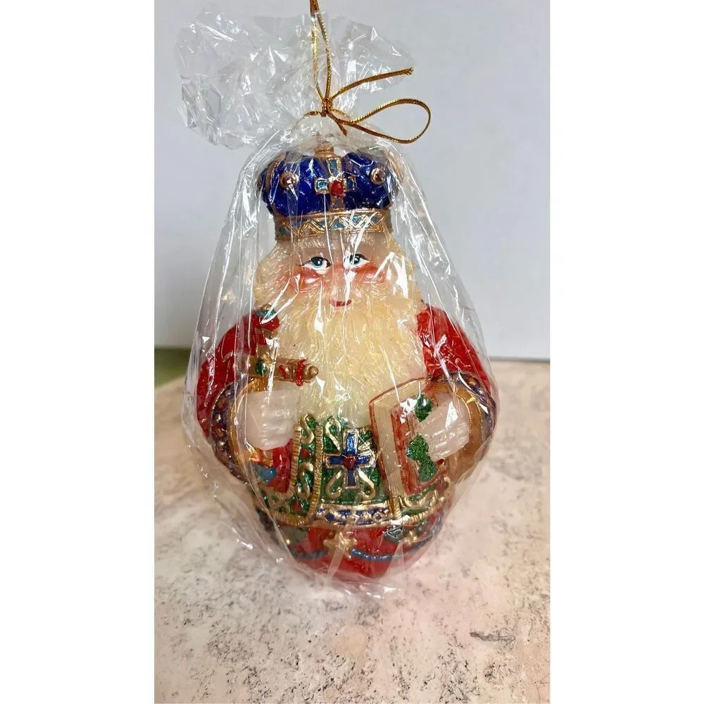 Vintage Santa, St. Nicholas, with Cross & Bible Christmas Candle Two's Company